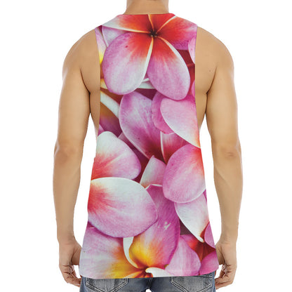 Pink Frangipani Flower Print Men's Muscle Tank Top