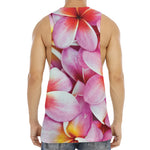 Pink Frangipani Flower Print Men's Muscle Tank Top