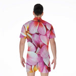 Pink Frangipani Flower Print Men's Rompers