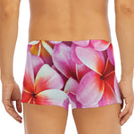 Pink Frangipani Flower Print Men's Short Boxer Briefs