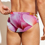 Pink Frangipani Flower Print Men's Swim Briefs