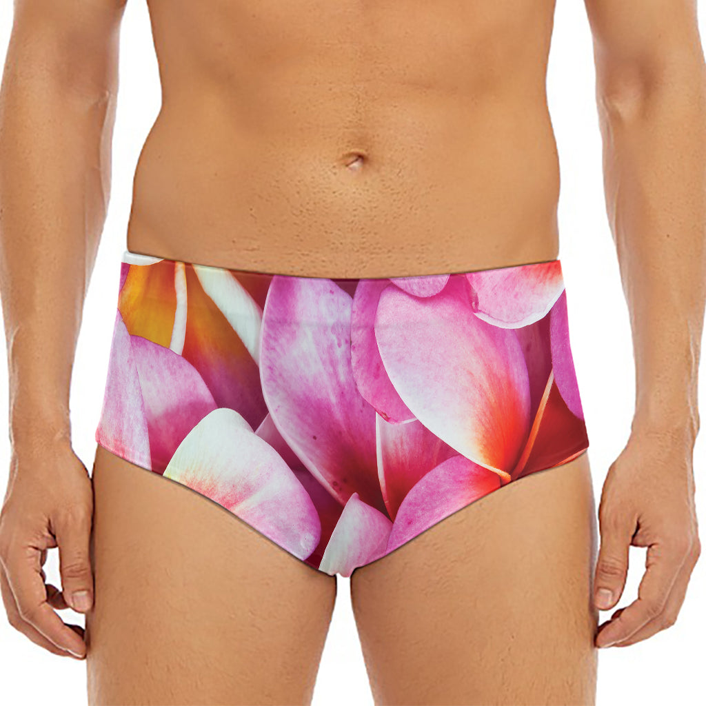Pink Frangipani Flower Print Men's Triangle Swim Briefs