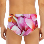Pink Frangipani Flower Print Men's Triangle Swim Briefs