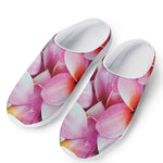 Pink Frangipani Flower Print Mesh Casual Shoes