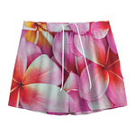 Pink Frangipani Flower Print Mesh Shorts