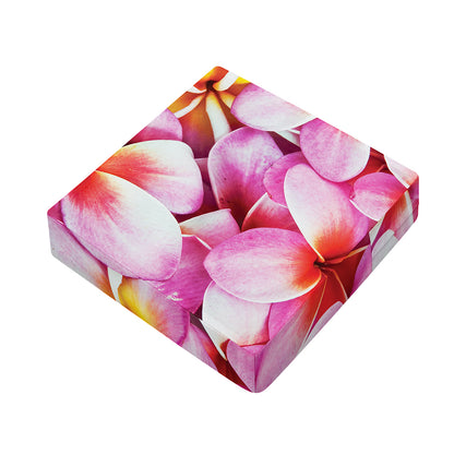 Pink Frangipani Flower Print Outdoor Seat Cushion Cover