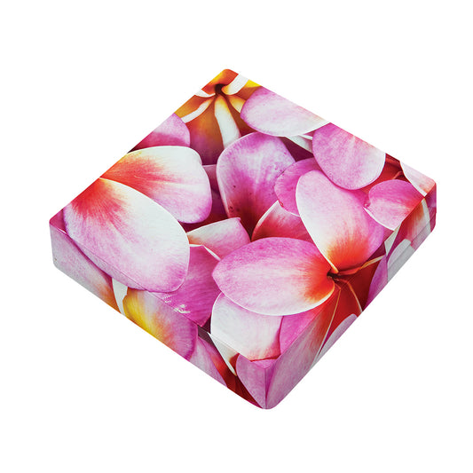 Pink Frangipani Flower Print Outdoor Seat Cushion Cover