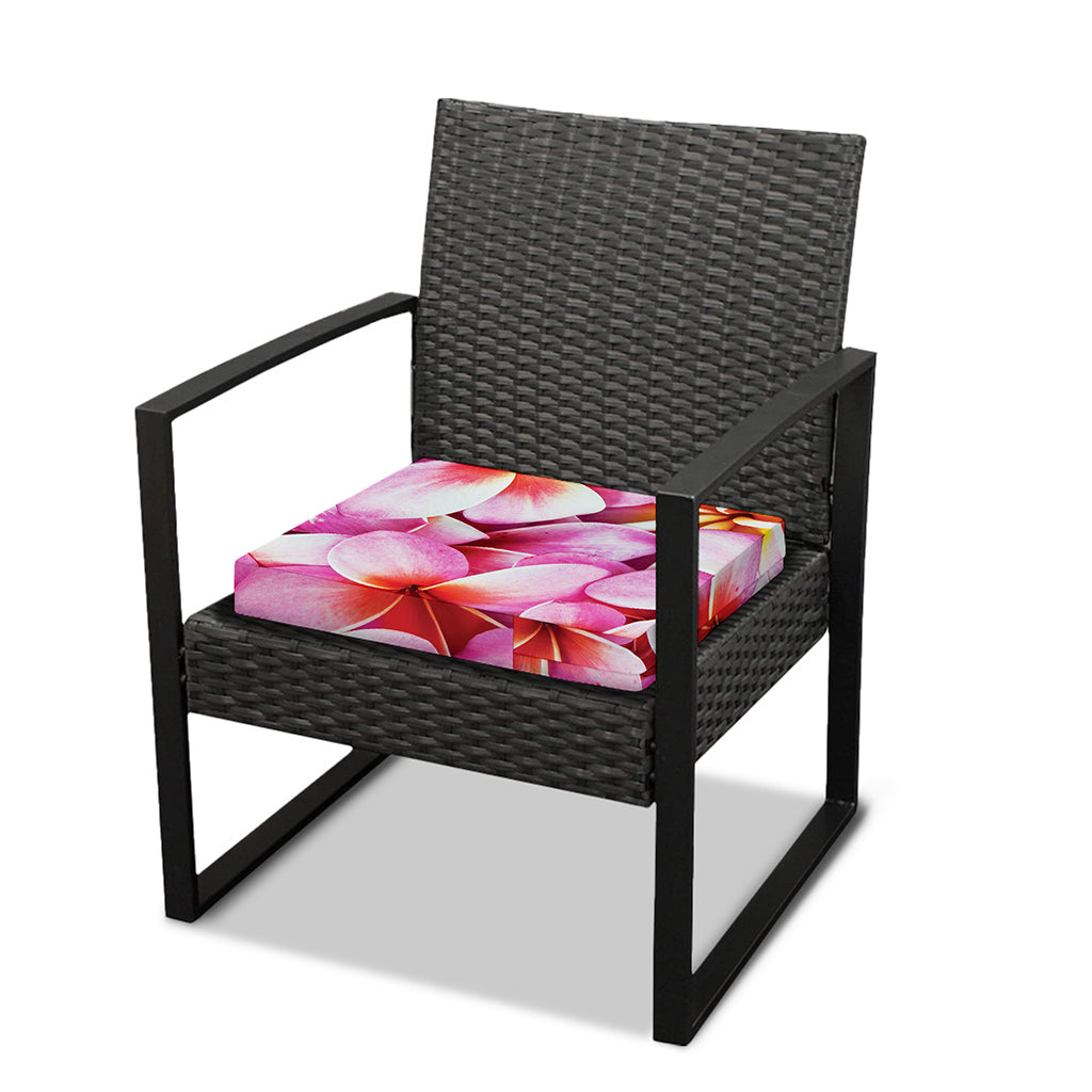 Pink Frangipani Flower Print Outdoor Seat Cushion Cover