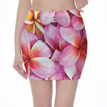 Pink Frangipani Flower Print Pencil Mini Skirt