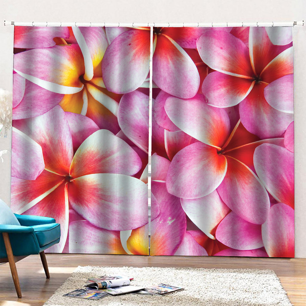 Pink Frangipani Flower Print Pencil Pleat Curtains