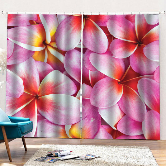 Pink Frangipani Flower Print Pencil Pleat Curtains