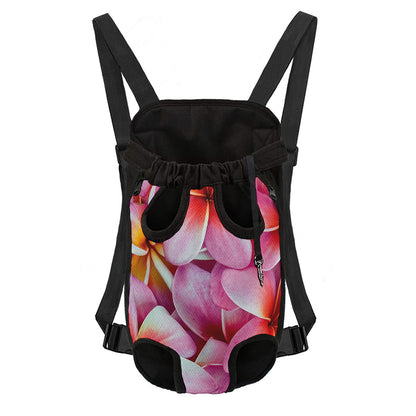 Pink Frangipani Flower Print Pet Carrier Backpack