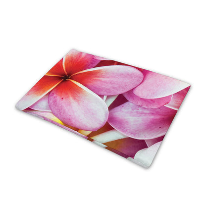 Pink Frangipani Flower Print Pet Cooling Mat Cover