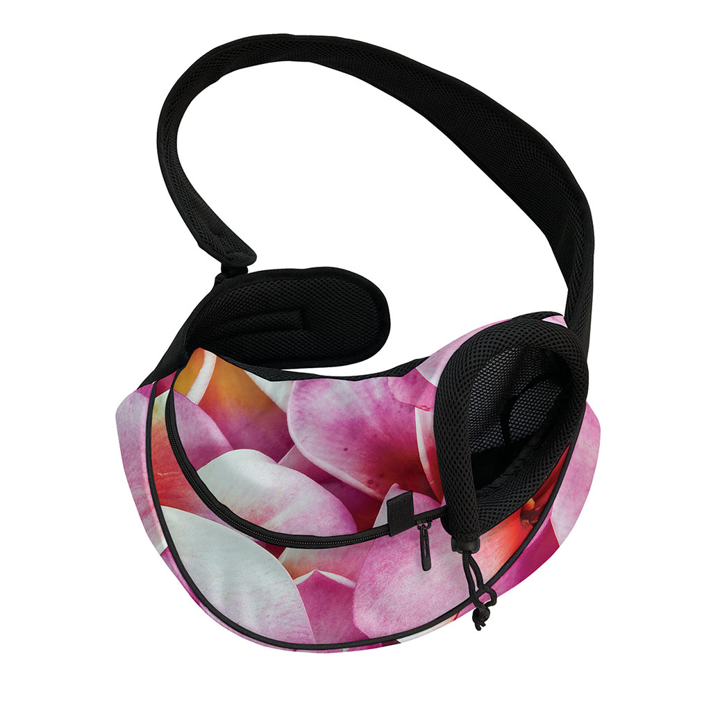 Pink Frangipani Flower Print Pet Sling Carrier