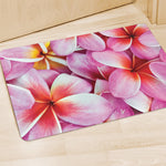 Pink Frangipani Flower Print Polyester Doormat