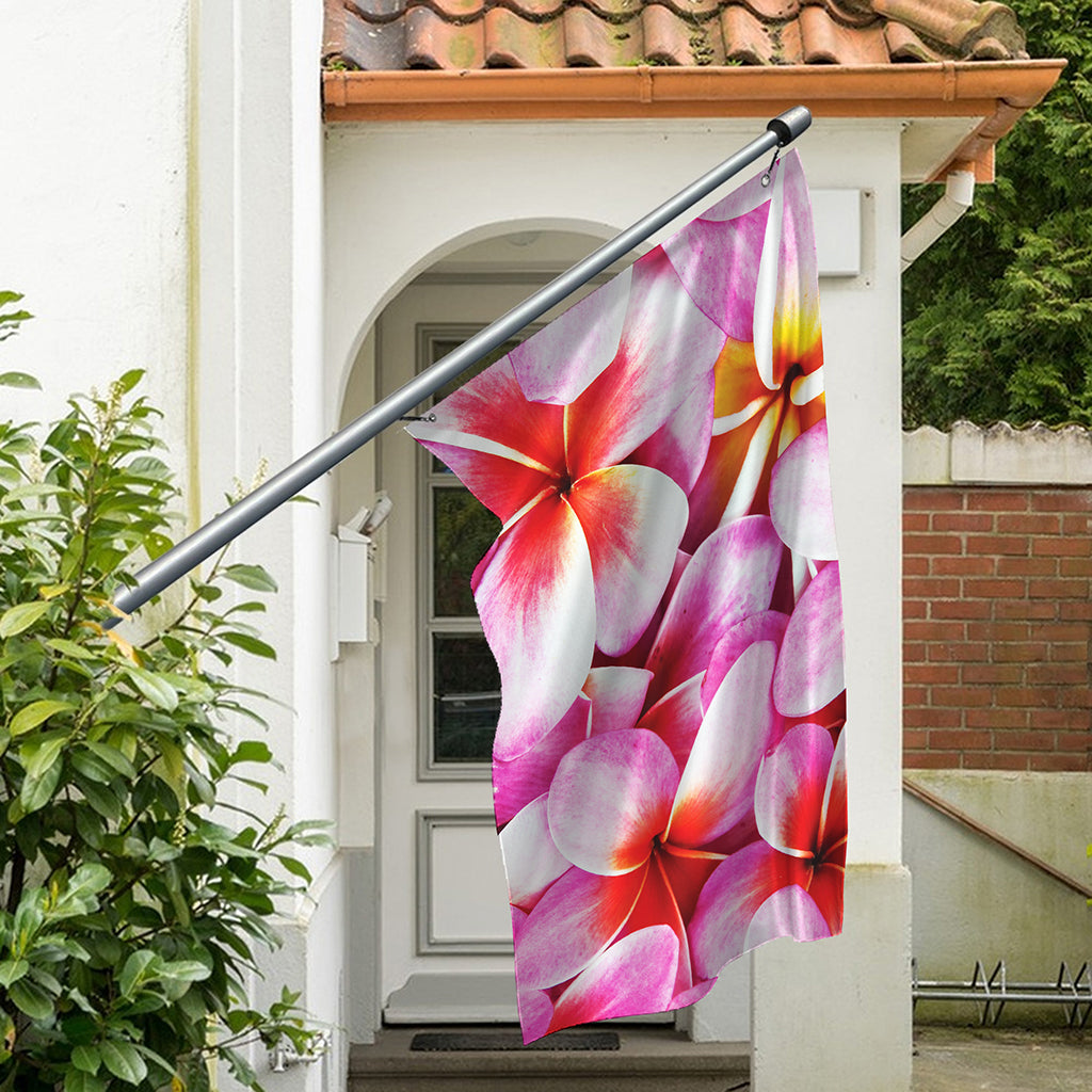 Pink Frangipani Flower Print Polyester Flag