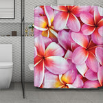 Pink Frangipani Flower Print Polyester Shower Curtain
