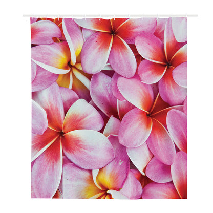 Pink Frangipani Flower Print Polyester Shower Curtain