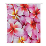 Pink Frangipani Flower Print Polyester Shower Curtain