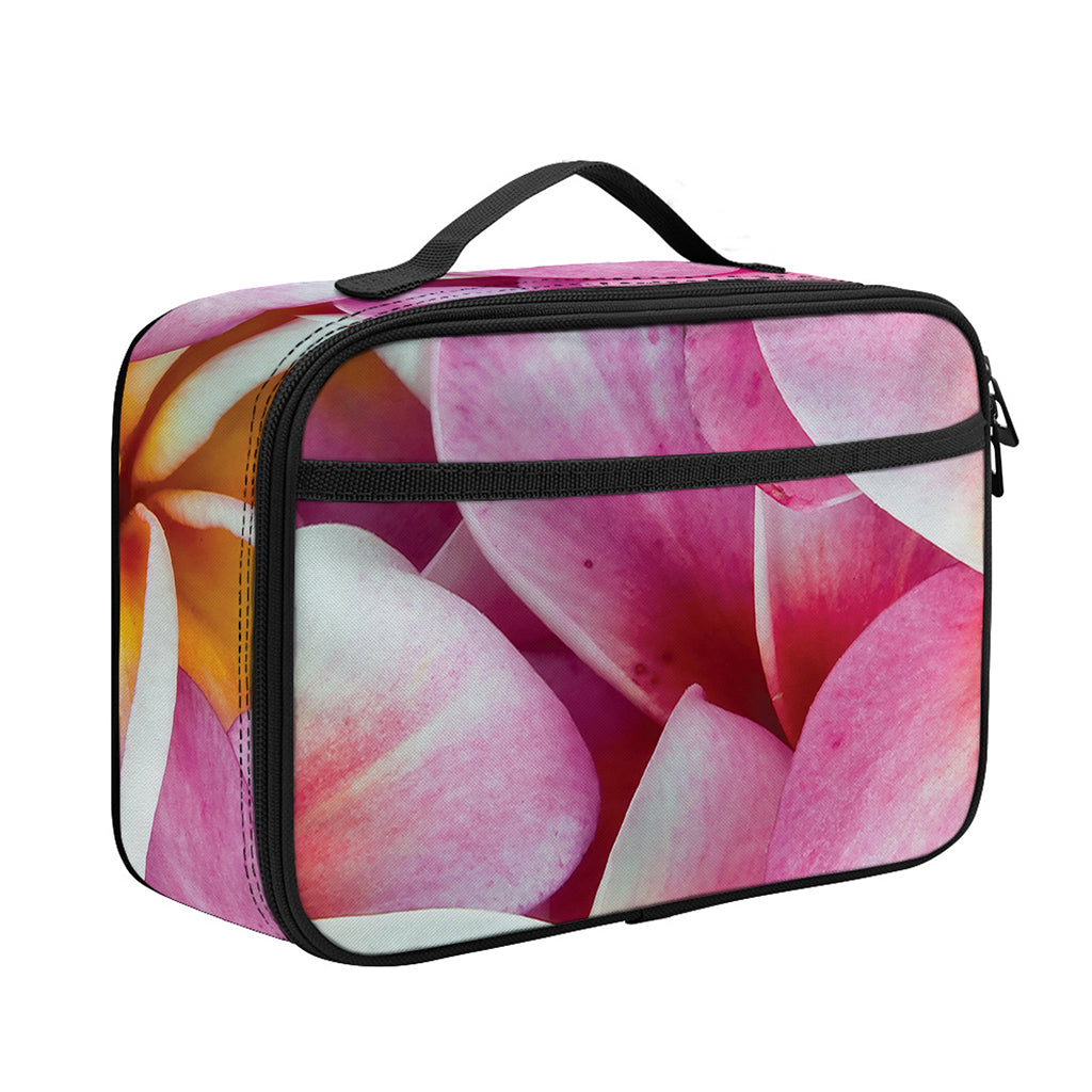 Pink Frangipani Flower Print Portable Lunch Bag