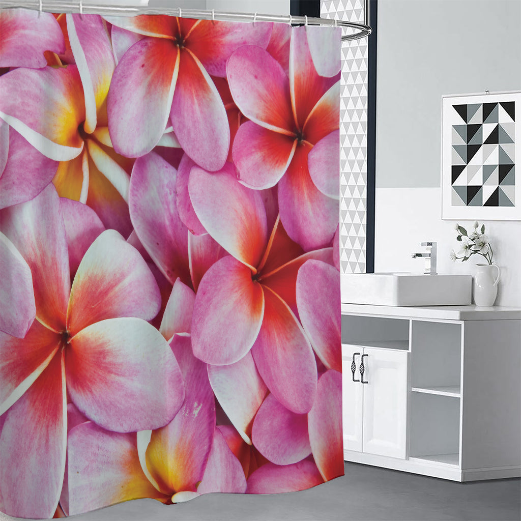 Pink Frangipani Flower Print Premium Shower Curtain