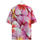 Pink Frangipani Flower Print Rayon Hawaiian Shirt