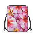 Pink Frangipani Flower Print Rectangular Crossbody Bag