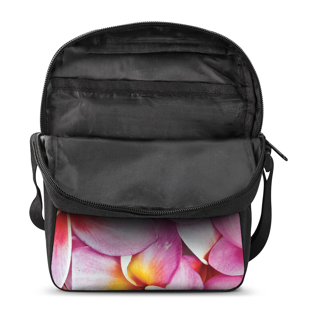 Pink Frangipani Flower Print Rectangular Crossbody Bag