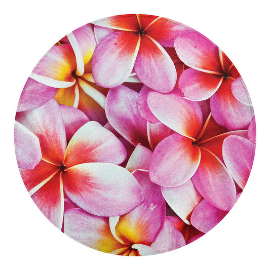 Pink Frangipani Flower Print Round Blanket