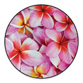 Pink Frangipani Flower Print Round Floor Mat