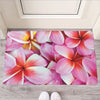 Pink Frangipani Flower Print Rubber Doormat