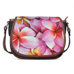Pink Frangipani Flower Print Saddle Bag