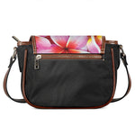 Pink Frangipani Flower Print Saddle Bag
