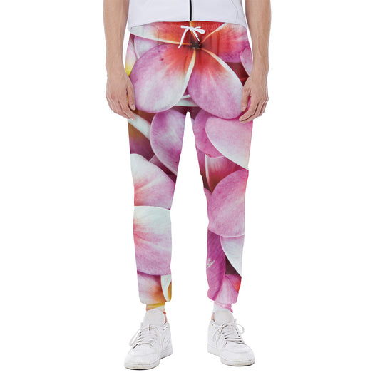 Pink Frangipani Flower Print Scuba Joggers
