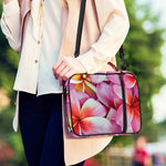 Pink Frangipani Flower Print Shoulder Strap Bible Bag