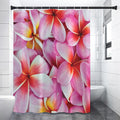 Pink Frangipani Flower Print Shower Curtain