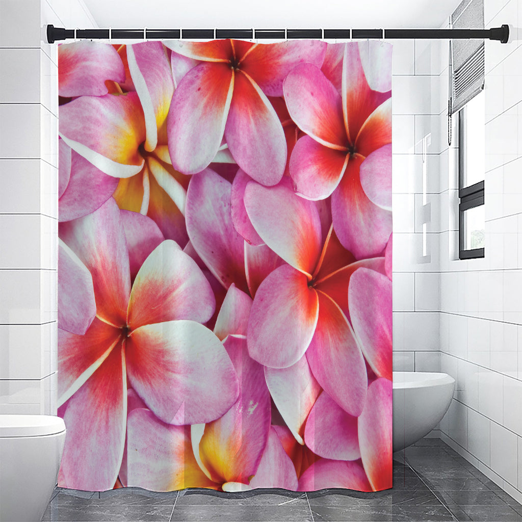 Pink Frangipani Flower Print Shower Curtain