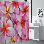 Pink Frangipani Flower Print Shower Curtain