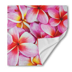 Pink Frangipani Flower Print Silk Bandana