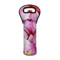 Pink Frangipani Flower Print Single Neoprene Wine Tote