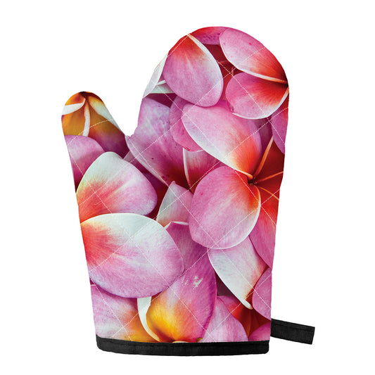 Pink Frangipani Flower Print Single Oven Mitt