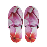 Pink Frangipani Flower Print Slippers