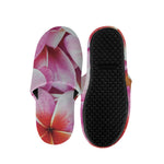 Pink Frangipani Flower Print Slippers