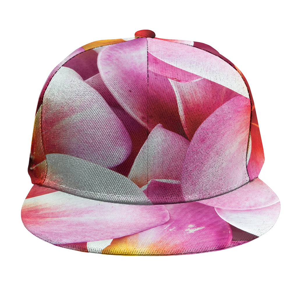 Pink Frangipani Flower Print Snapback Cap