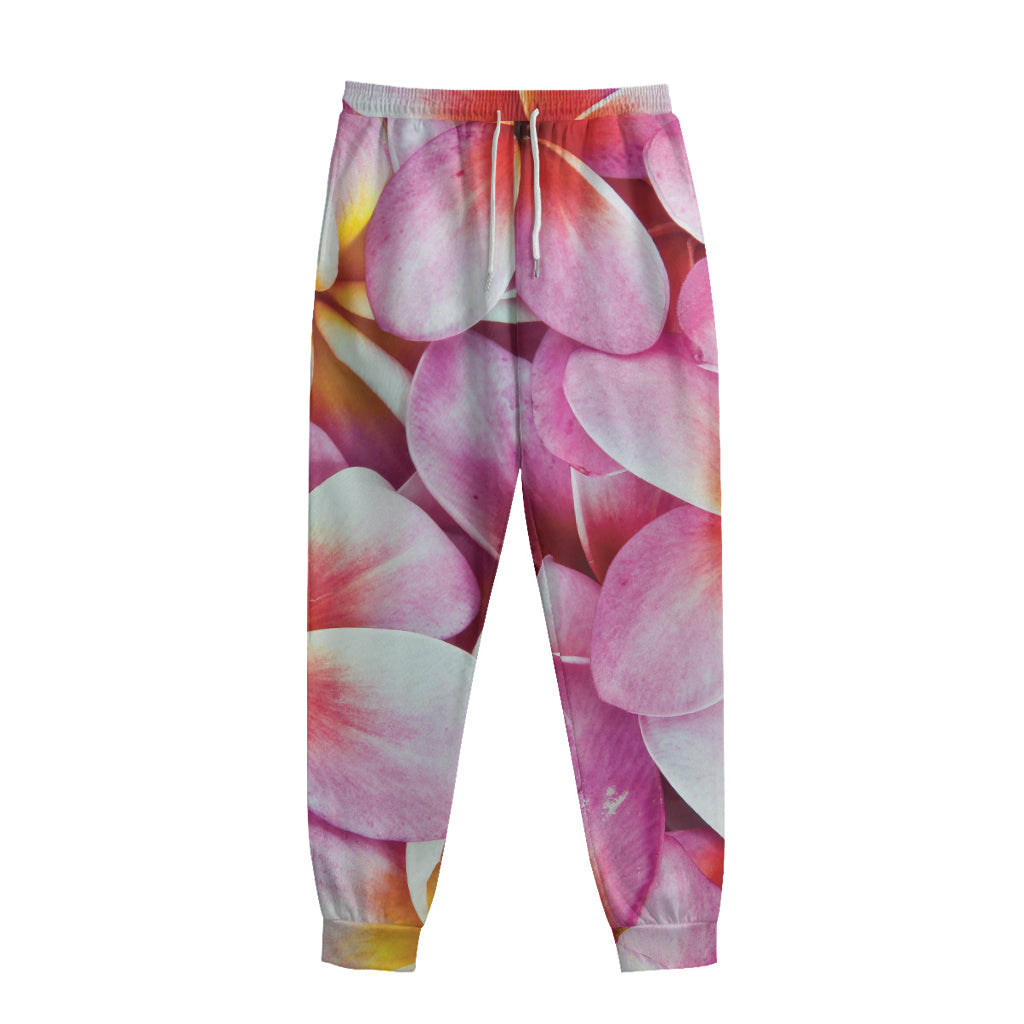 Pink Frangipani Flower Print Sweatpants