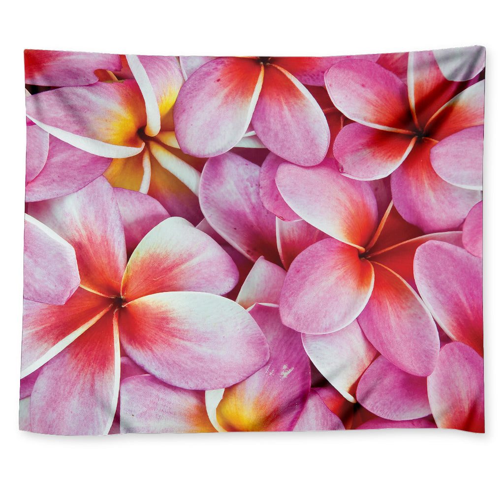Pink Frangipani Flower Print Tapestry