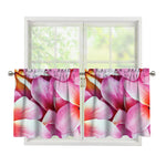 Pink Frangipani Flower Print Tier Curtains