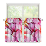 Pink Frangipani Flower Print Tier Curtains