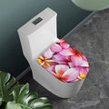 Pink Frangipani Flower Print Toilet Lid Cover