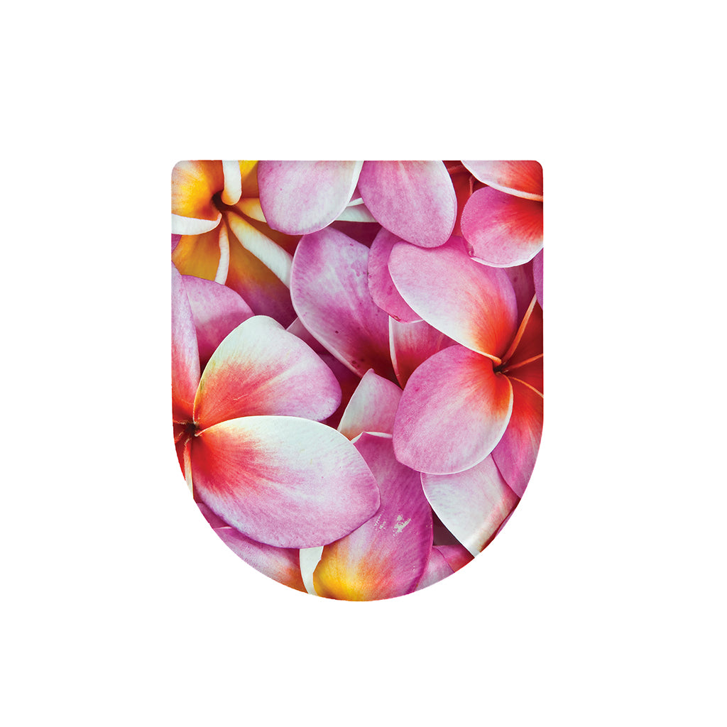 Pink Frangipani Flower Print Toilet Lid Cover